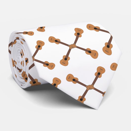 Cravate Instrument de musique Ukulele (blanc) (Roulé)
