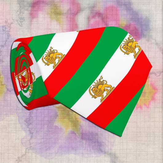 Cravate Iran, drapeau persan avec Lion, Shah d'Iran Stripe