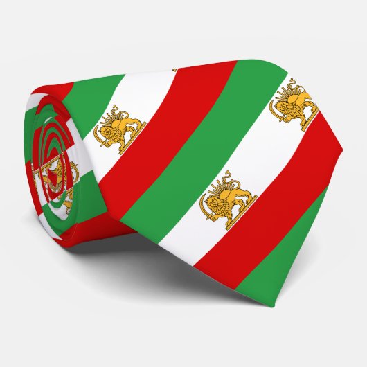 Cravate Iran, drapeau persan avec Lion, Shah d'Iran Stripe (Roulé)