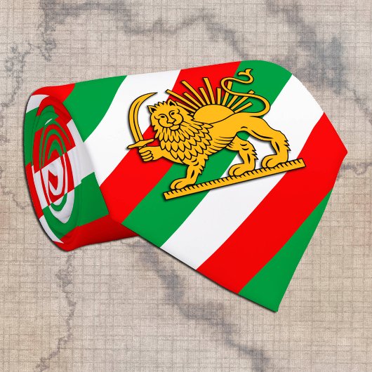 Cravate Iran, drapeau perse avec Lion, Shah d'Iran
