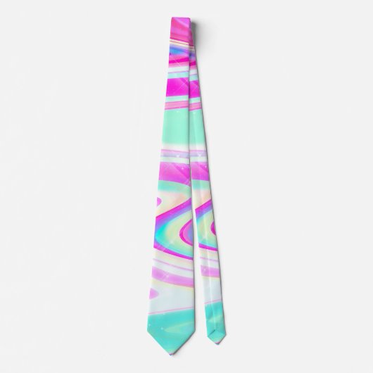 Cravate Iridescente Holographique Liquide Swirl (Devant)