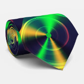 Cravate Iridescente Verte et Noir Fractale (Roulé)