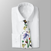 Cravate IRIS PARMI LES BÂTIMENTS COLORÉS Floral Blanc (Attaché)