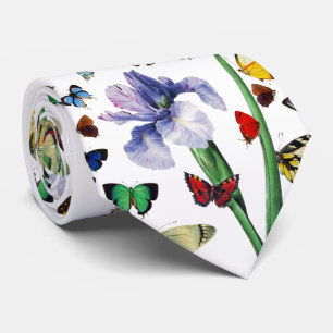 Cravate IRIS PARMI LES BÂTIMENTS COLORÉS Floral Blanc