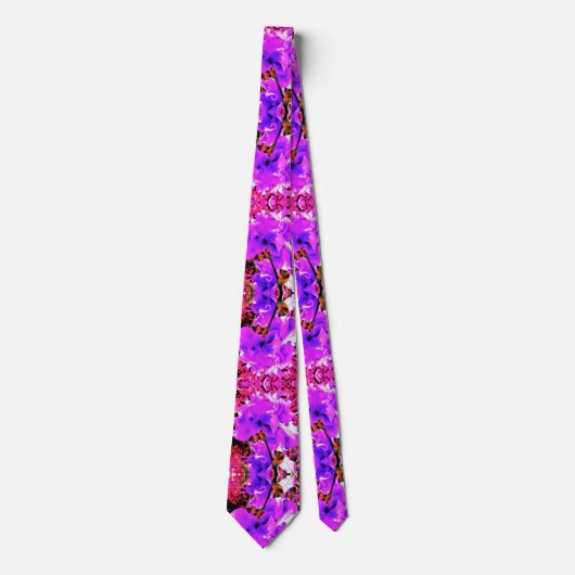 Cravate Iris violet Abstrait Ultra violet sur rouge (Devant)