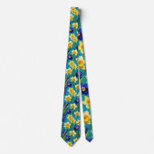 Cravate Irises Violettes Et Daffodiles Jaunes Turquoise Fl (Devant)