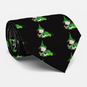 Cravate Irish Leprechaun sur noir (Roulé)