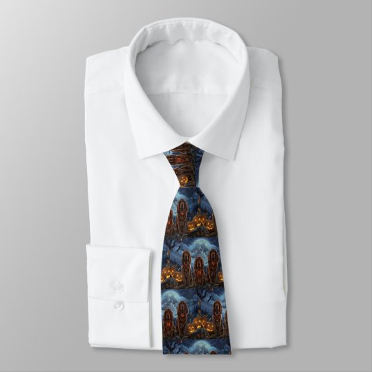 Cravate Irish Red Setter Halloween Éffrayant (Attaché)