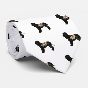 Cravate Irlandais Eau Spaniel Chien Boho Floral Silhouette