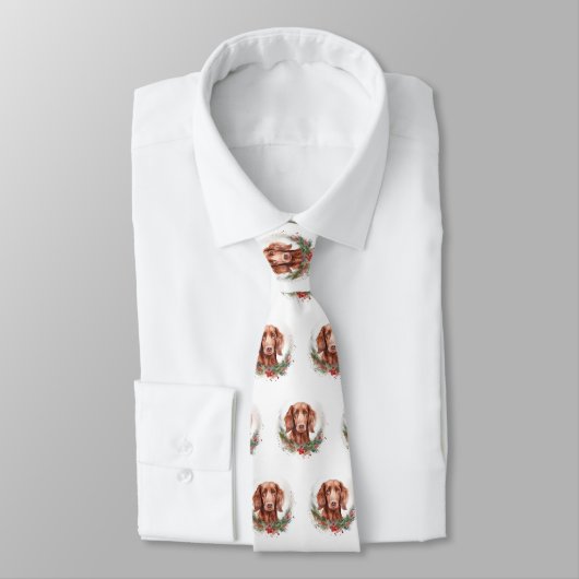 Cravate Irlandais Red Setter Festive Wreath Pup (Attaché)