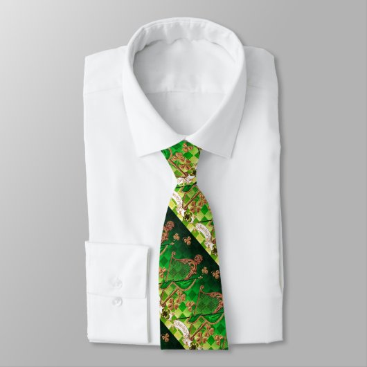 Cravate IRLANDE HARP, OR VERT SHAMROCK St Patrick's Day (Attaché)