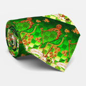 Cravate IRLANDE HARP, OR VERT SHAMROCK St Patrick's Day (Roulé)