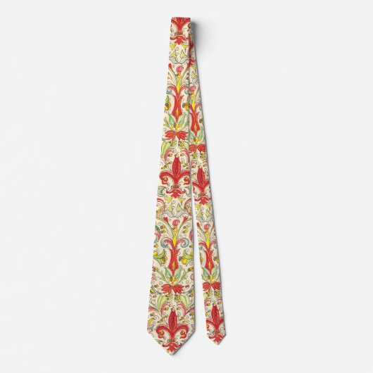 Cravate Italien Florentine Fleur de Lis Motif (Devant)