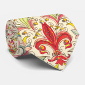 Cravate Italien Florentine Fleur de Lis Motif (Roulé)