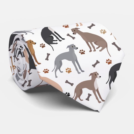 Cravate italien Greyhound Chig Bones and Paws (Roulé)