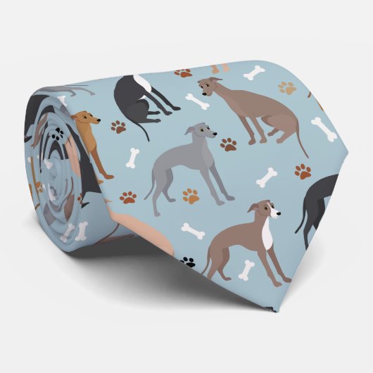 Cravate italien Greyhound Chig Bones and Paws (Roulé)