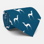 Cravate Italien Greyhound Whippet Silhouette Motif Bleu (Roulé)