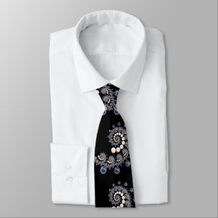 Cravate Ivory and Blue Pearl Spiral Neck Tie