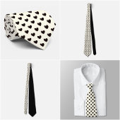 Cravate Ivory Tie with Small Black Heart Pattern