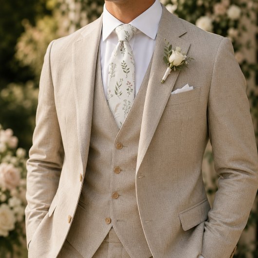 Cravate Ivory Wildflower Botanique