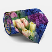 Cravate Jacinthes bleues pourpres de tulipes roses (Roulé)