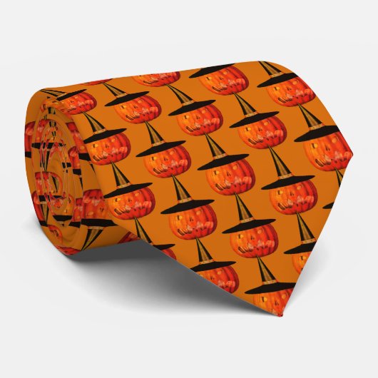 Cravate Jack-o'-lantern Citrouille sorcier Casquette Hallo (Roulé)