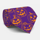 Cravate Jack-o-lanterns Motif.Orange D violet BG (Roulé)
