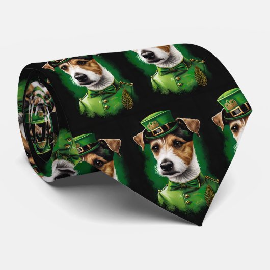 Cravate Jack Russell Chien en robe de fête St. Patrick (Roulé)