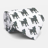 Cravate Jack Russell Chien Silhouette Jaune et Bleu Blanc (Roulé)