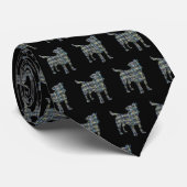 Cravate Jack Russell Chien Silhouette Jaune et Bleu Noir (Roulé)