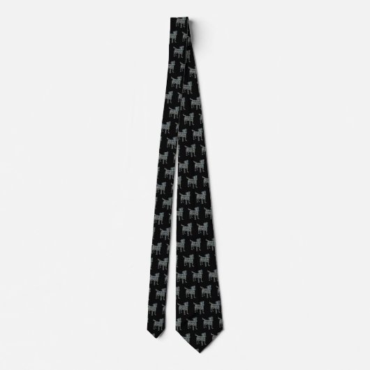Cravate Jack Russell Chien Silhouette Jaune et Bleu Noir (Dos)