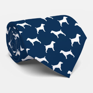 Cravate Jack Russell Terrier Dog Silhouettes Pattern Blue