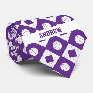 Cravate Jacquard de  en bois de basket-ball violet Motif