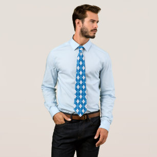 Cravate Jacquard d'été en Bleu Océan et Blanc