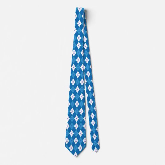 Cravate Jacquard d'été en Bleu Océan et Blanc (Devant)