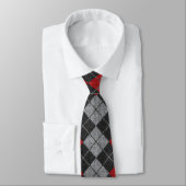 Cravate Jacquard En Noir, Rouge Et Gris (Attaché)