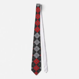 Cravate Jacquard En Noir, Rouge Et Gris
