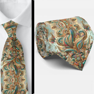 Cravate Jacquard Faux Soie   Luxe Paisley Gentleman