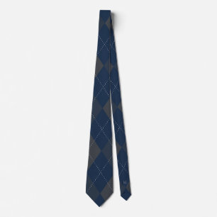Cravate Jacquard Monogramme caché initial bleu foncé gris
