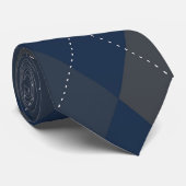 Cravate Jacquard Monogramme caché initial bleu foncé gris (Roulé)