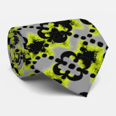 Cravate Jacquard noir jaune gris, étoiles de résumé (Roulé)