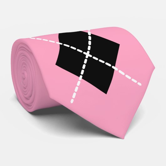 Cravate Jacquard noir rose rétro (Roulé)