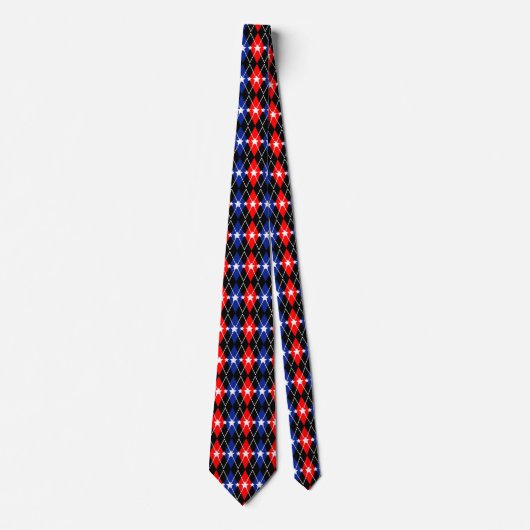 Cravate Jacquard rouge, blanc et bleu (Devant)