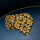 Cravate Jacquard Style Gold sur Noir - Costume Historique