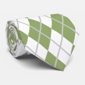 Cravate Jacquard vert et blanc Sage (Roulé)