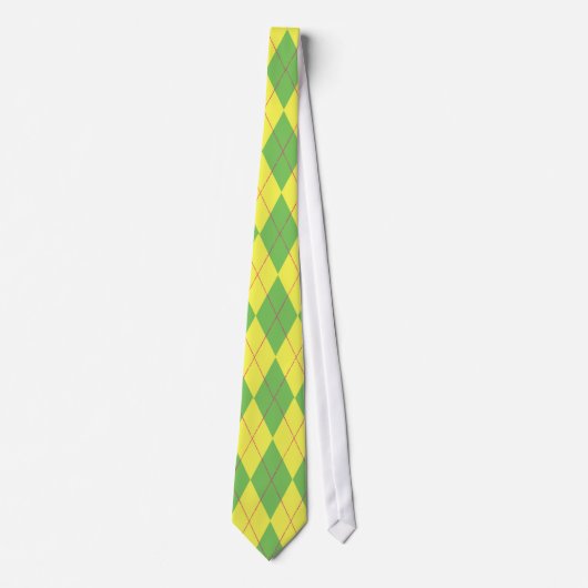 Cravate Jacquard vert et jaune (Devant)
