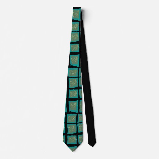 Cravate Jade et Turquoise avec or (Devant)
