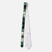 Cravate Jade foncé Vert et blanc Fleur fractale Abstraite (Dos)
