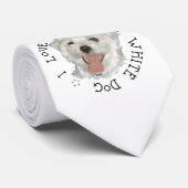 Cravate J'adore mon petit chien blanc Maltais (Roulé)