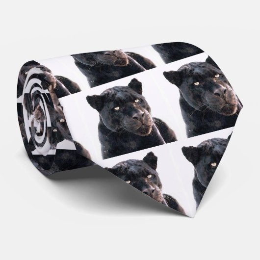 Cravate Jaguar noir (Roulé)